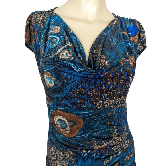 Linda Segal Vintage 1990's peacock abstract print empire waist mini dress S‎ - Picture 8 of 12